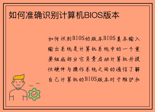 如何准确识别计算机BIOS版本